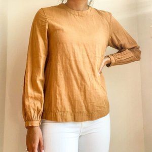 MUJI Brown Cotton Long Sleeve Crew Neck Shirt